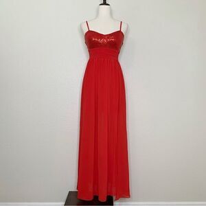 Qurio by Aggie Red Cocktail Chiffon Maxi Dress, Sz Small